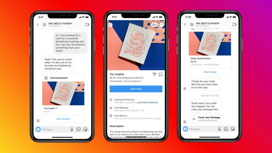 Instagram shopping direct message